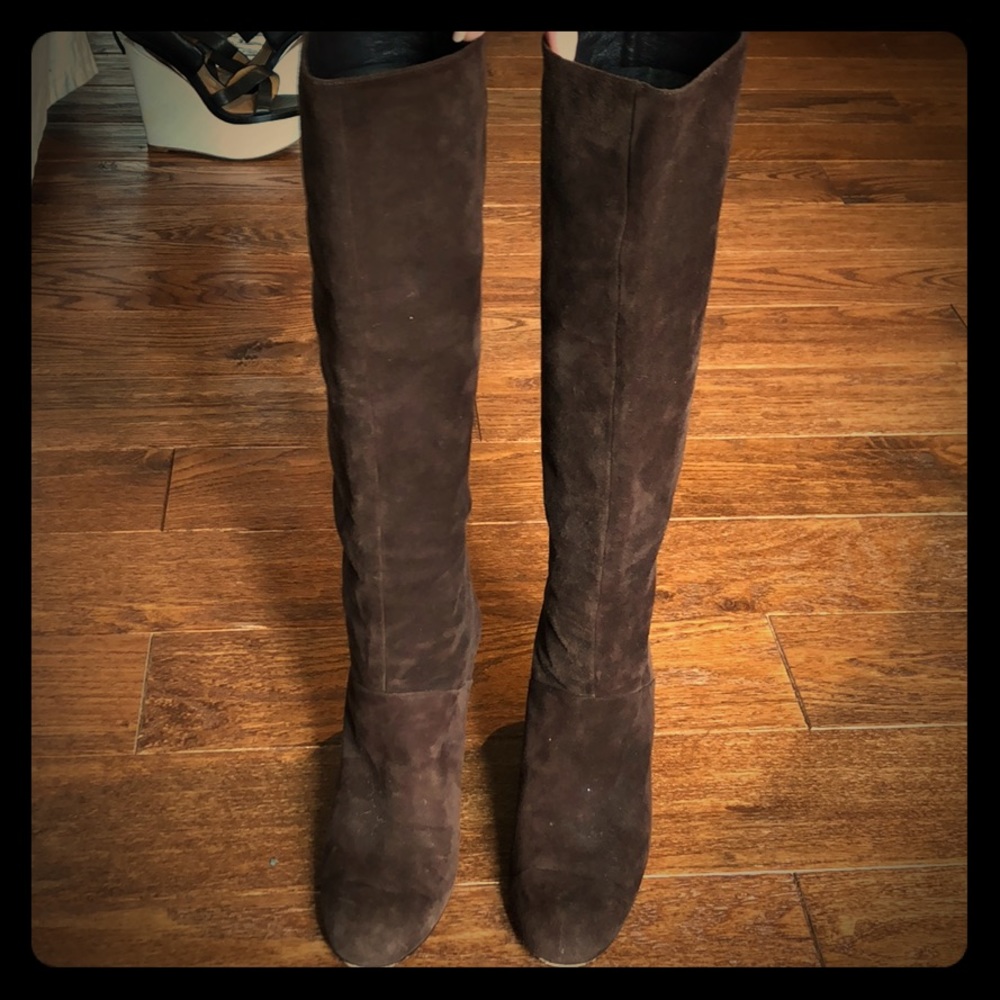 Brown Gucci wedge boot